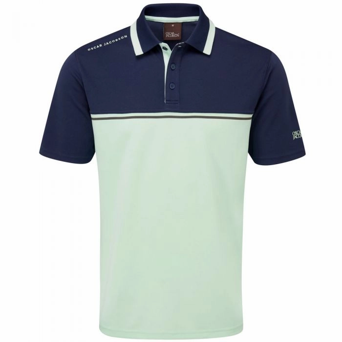 Oscar Jacobson Stanton Polo Shirt - Navy/Mint Geometric Print