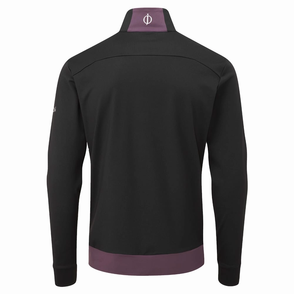 Oscar Jacobson Taylor 1/4 Zip Mid-Layer - Plum embroidery accents winter warmth