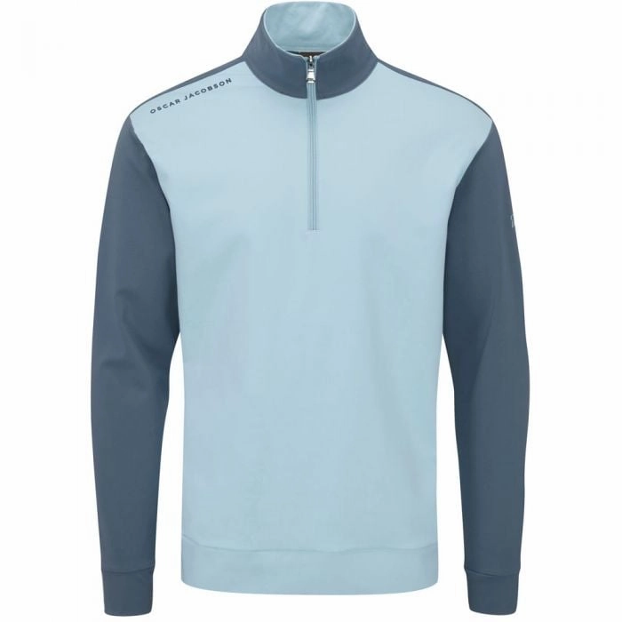 Oscar Jacobson Taylor 1/4 Zip Mid-Layer - Sky Blue Brand Reputation