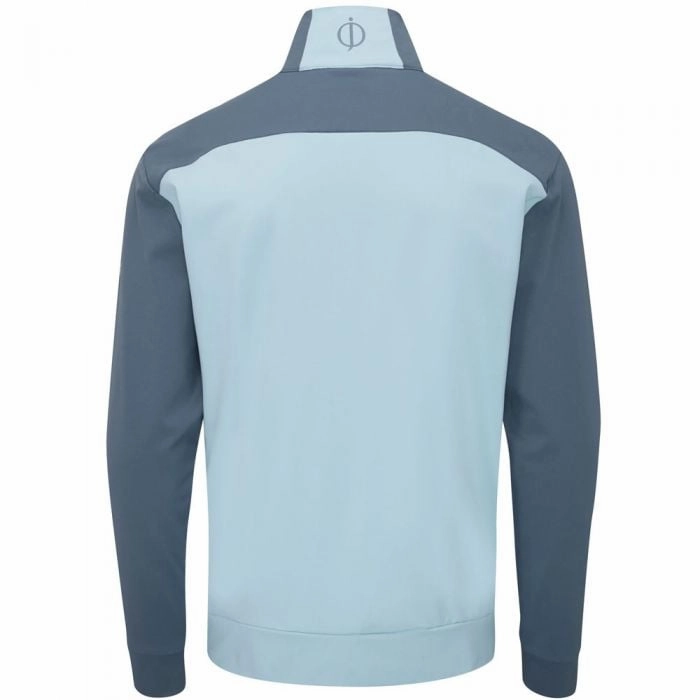 Oscar Jacobson Taylor 1/4 Zip Mid-Layer - Sky Blue Scoop neck Chill Comfort