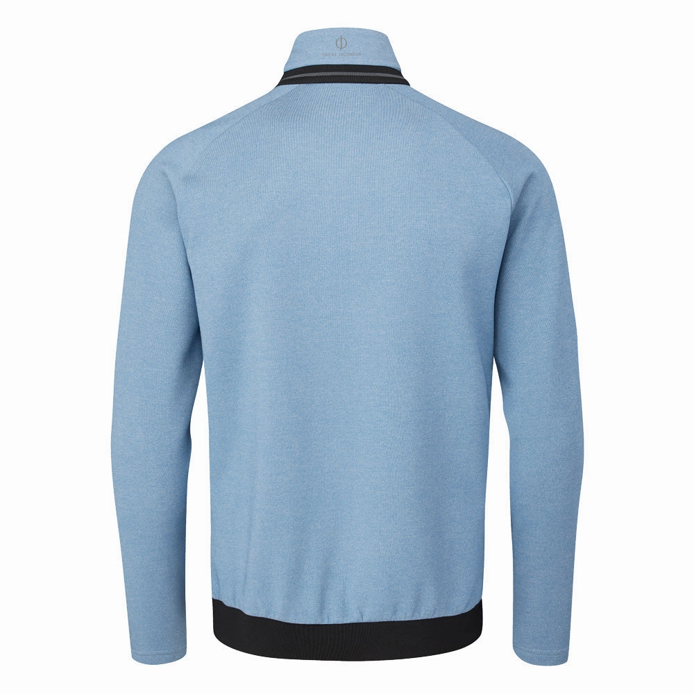 Oscar Jacobson Thomson Zip Neck Sweater - Light Blue Cold Day Wear Trendy Outfit