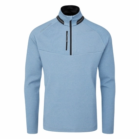 Oscar Jacobson Thomson Zip Neck Sweater - Light Blue Easy Care Trendy Layered