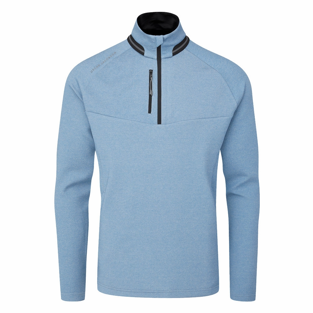 Oscar Jacobson Thomson Zip Neck Sweater - Light Blue Easy Care Trendy Layered
