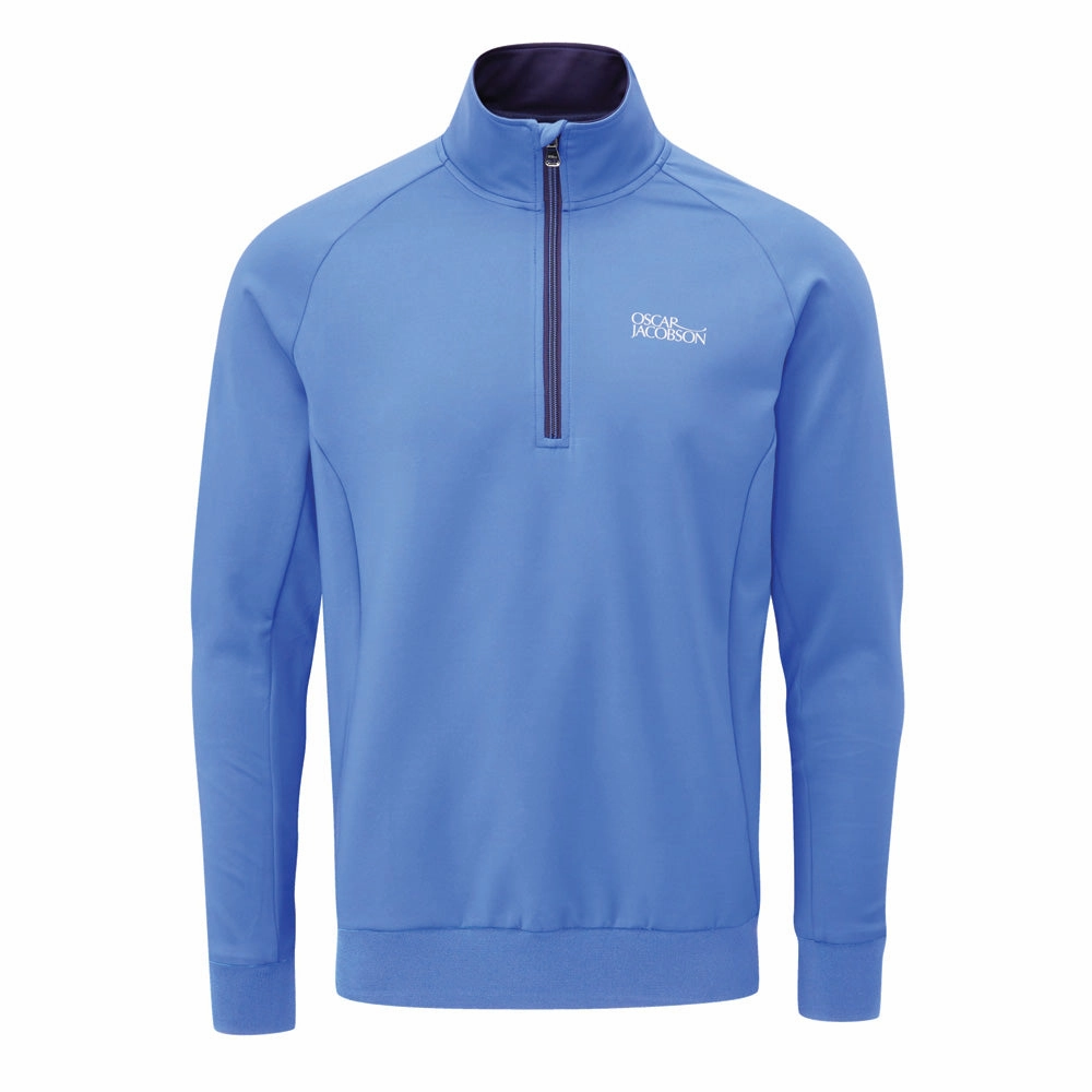 Streetwear vibe product festival wearability Oscar Jacobson Trent Tour 1/2 Zip Golf Sweater - Mid Blue