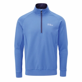 Streetwear vibe product festival wearability Oscar Jacobson Trent Tour 1/2 Zip Golf Sweater - Mid Blue