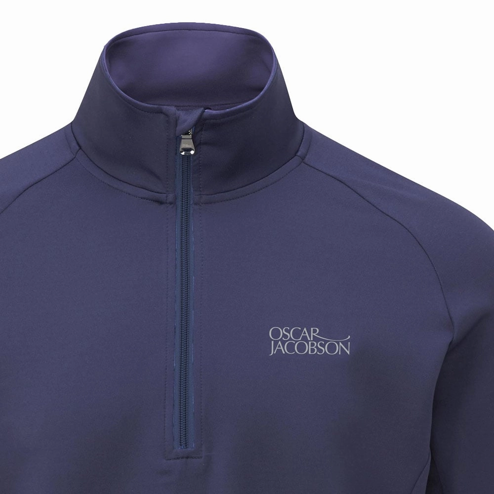 Oscar Jacobson Trent Tour Mid Layer 1/2 Zip Pullover - Solid Navy keychain accents