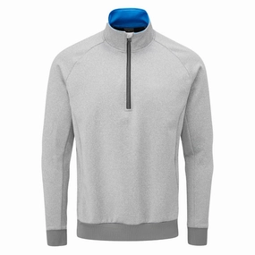 anti shrinking Slim Silhouette Oscar Jacobson Trent tour Zip Neck Sweater - Light Grey