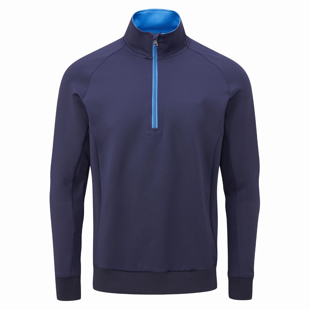 Oscar Jacobson Trent tour Zip Neck Sweater - Navy vacation wear Daily Fit