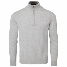 Oscar Jacobson Waldorf 1/2 Zip Pullover - Light Grey Casual Jacket Modern