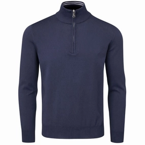 Oscar Jacobson Waldorf 1/2 Zip Pullover - Navy Chill Vibes chain accents