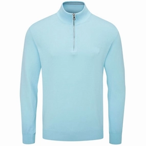 Oscar Jacobson Waldorf 1/2 Zip Pullover - Sky Blue Vintage Look Weekend Bold