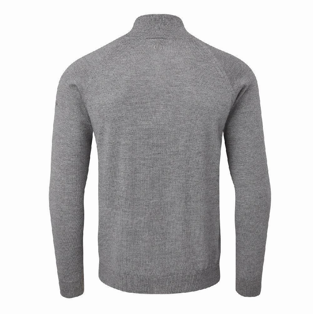 Oscar Jacobson Warwick Pin Zip Neck Merino Sweater - Dark Grey Comfy Outerwear Earth Tones
