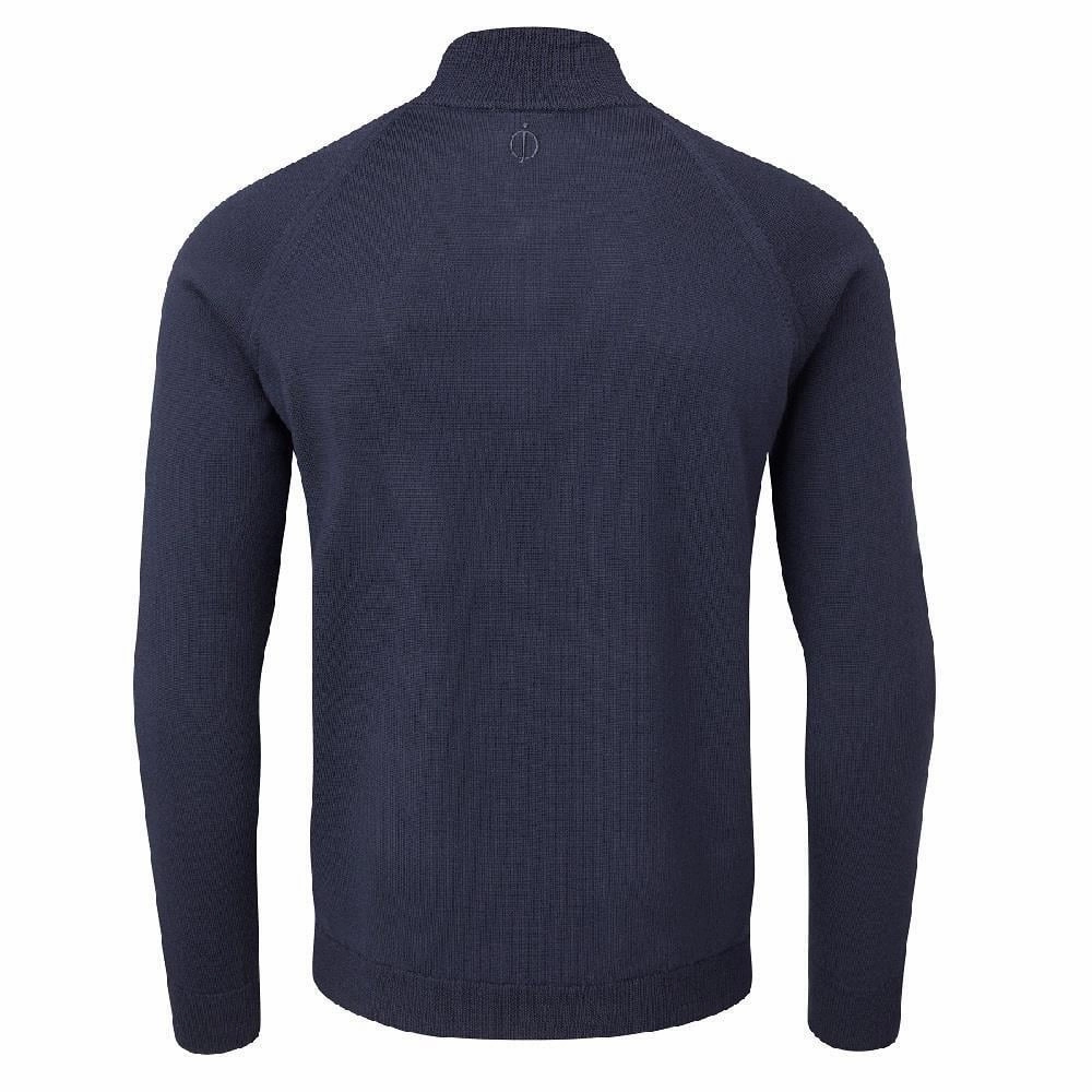 Layer Comfort product hiking suitable durability Oscar Jacobson Warwick Pin Zip Neck Merino Sweater - Navy