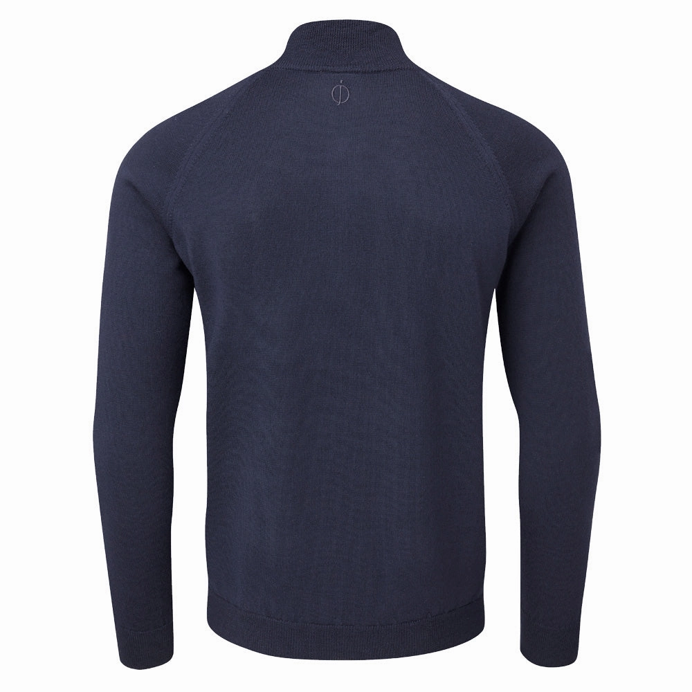 Oscar Jacobson Warwick Zip Neck Merino Sweater - Navy Street Chic