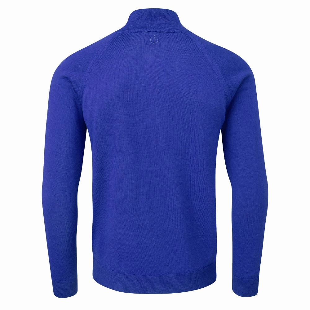 Oscar Jacobson Warwick Zip Neck Merino Sweater - Royal Blue product ethical sourcing