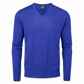 Oscar Jacobson Weston V-Neck Merino Sweater - Royal Blue product pearl elegance