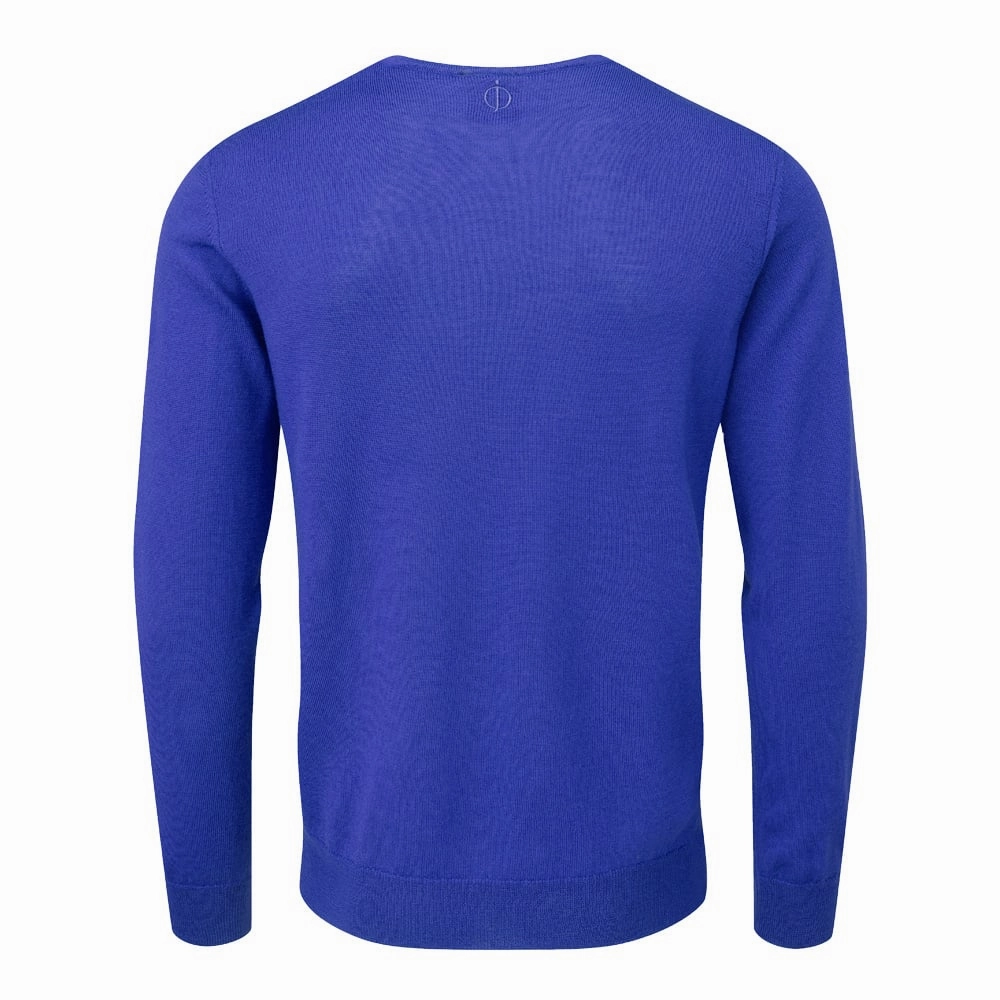 Oscar Jacobson Weston V-Neck Merino Sweater - Royal Blue Comfy Feel