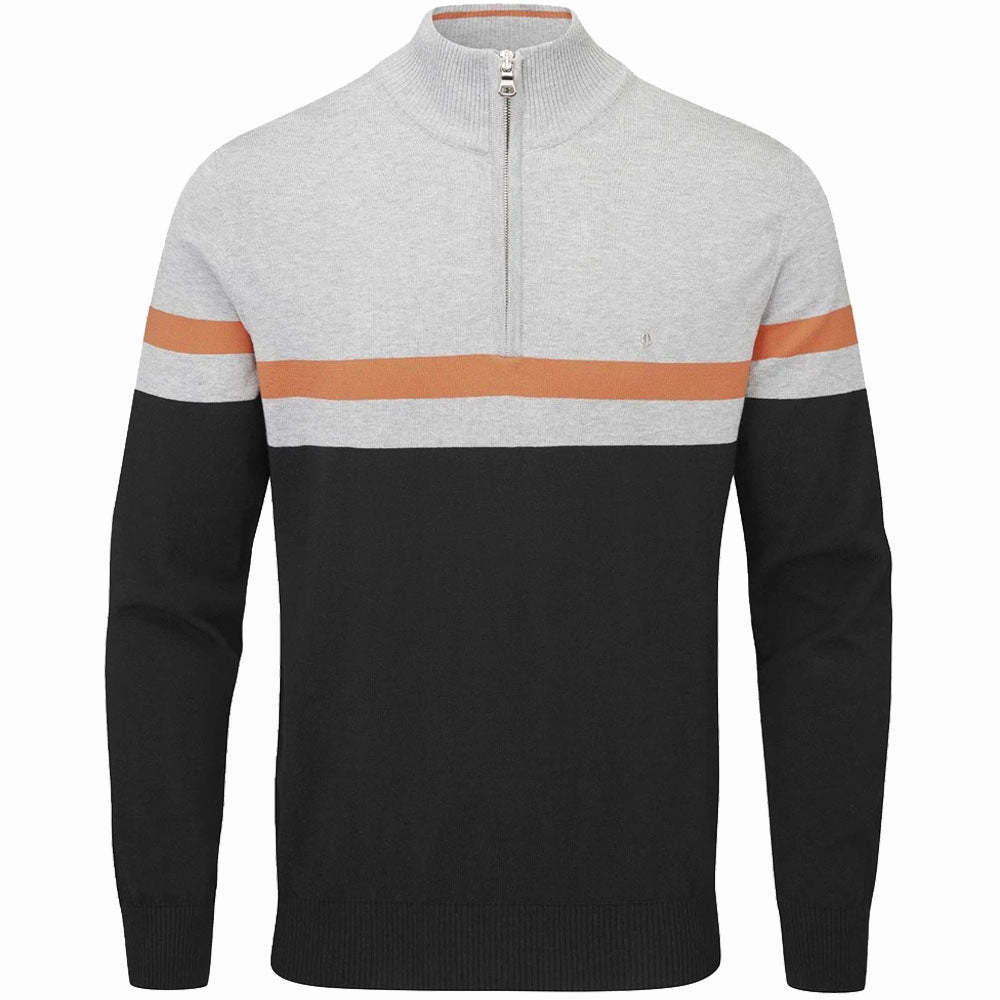 Oscar Jacobson Windsor Pin Knit 1/2 Zip Sweater - Black/Light Grey Semi Formal product family togetherness