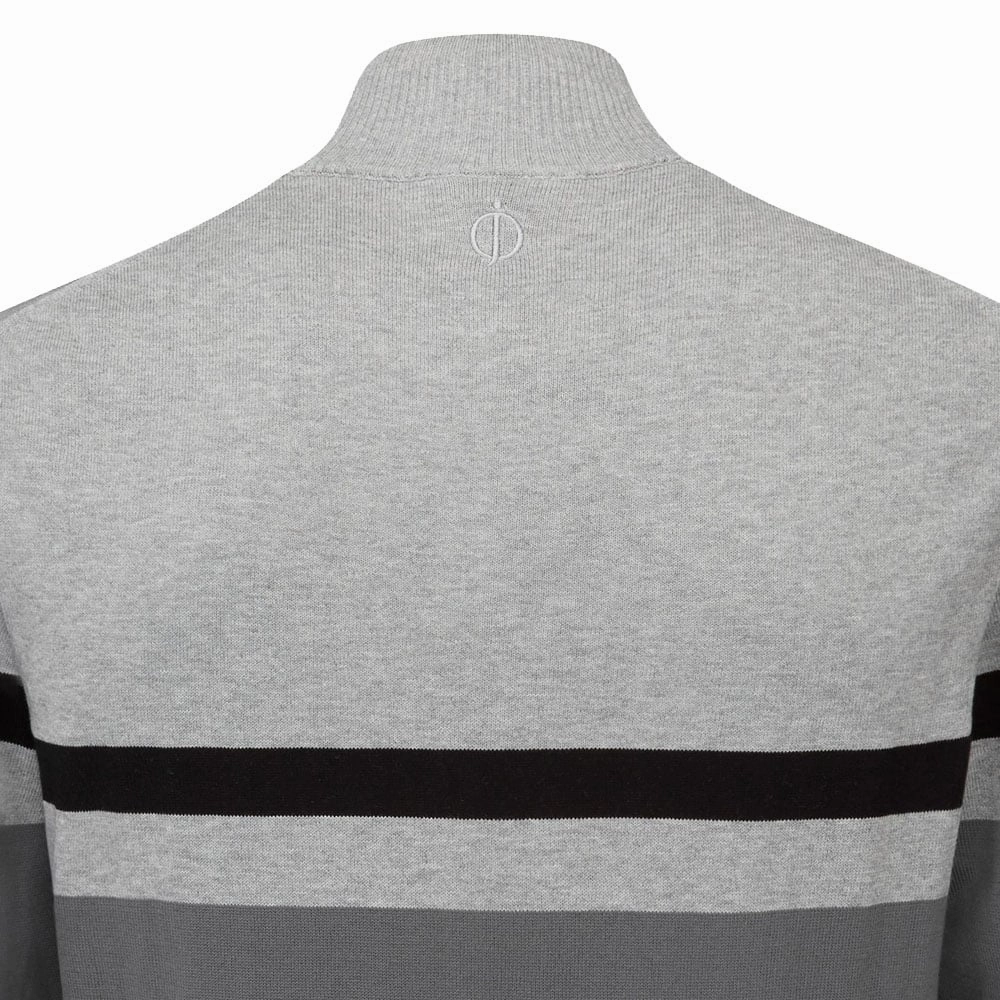 Comfy Streetwear Oscar Jacobson Windsor Pin Knit 1/2 Zip Sweater - Pewter/Light Grey