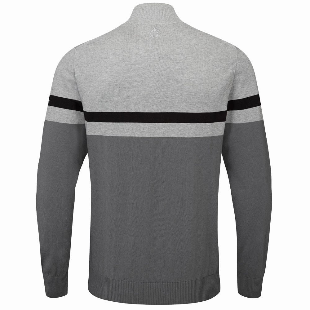 Comfortable Fashion Hiking Suitable Oscar Jacobson Windsor Pin Knit 1/2 Zip Sweater - Pewter/Light Grey
