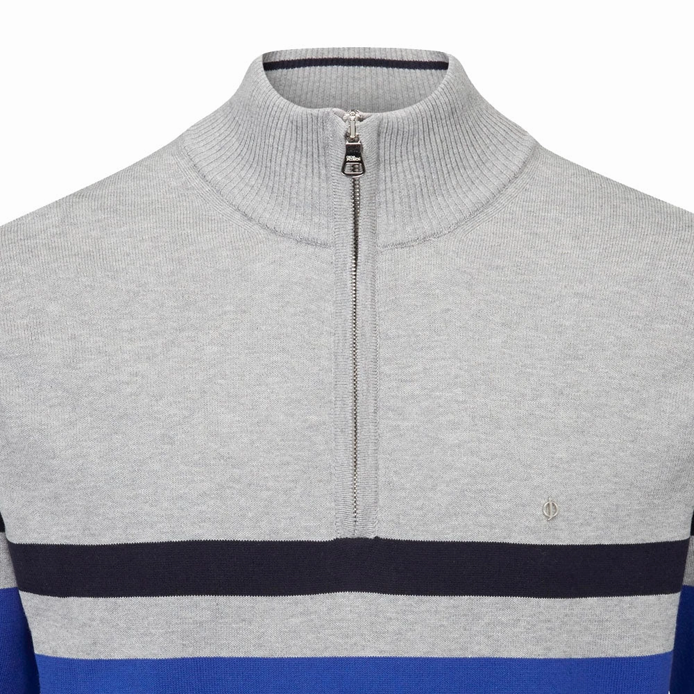 Oscar Jacobson Windsor Pin Knit 1/2 Zip Sweater - Royal Blue/Light Grey product floral delicacy