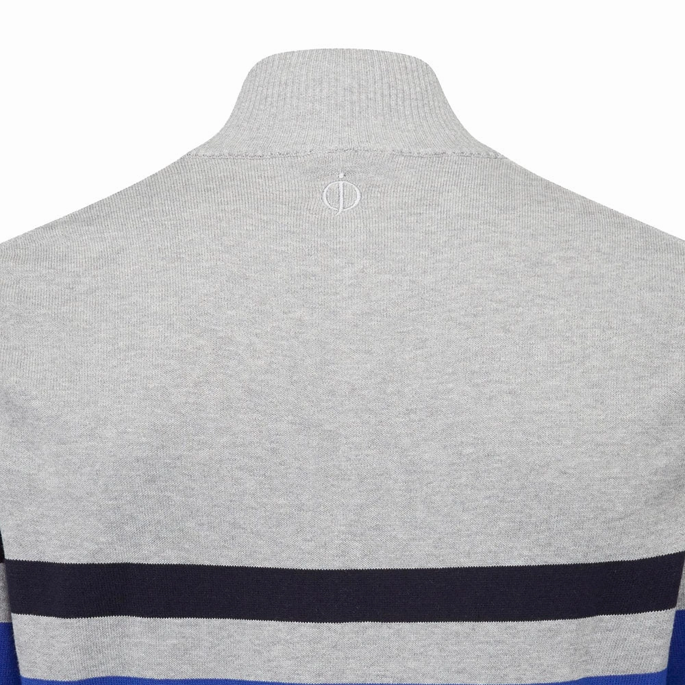 Beach Style Oscar Jacobson Windsor Pin Knit 1/2 Zip Sweater - Royal Blue/Light Grey