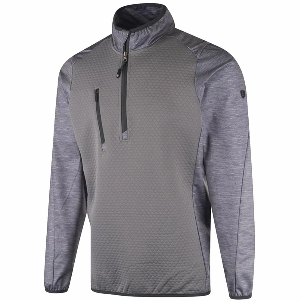 Island Green 1/4 Zip Pullover with Panelling - Grey Marl/Charcoal product gift worthiness Festival Fashion