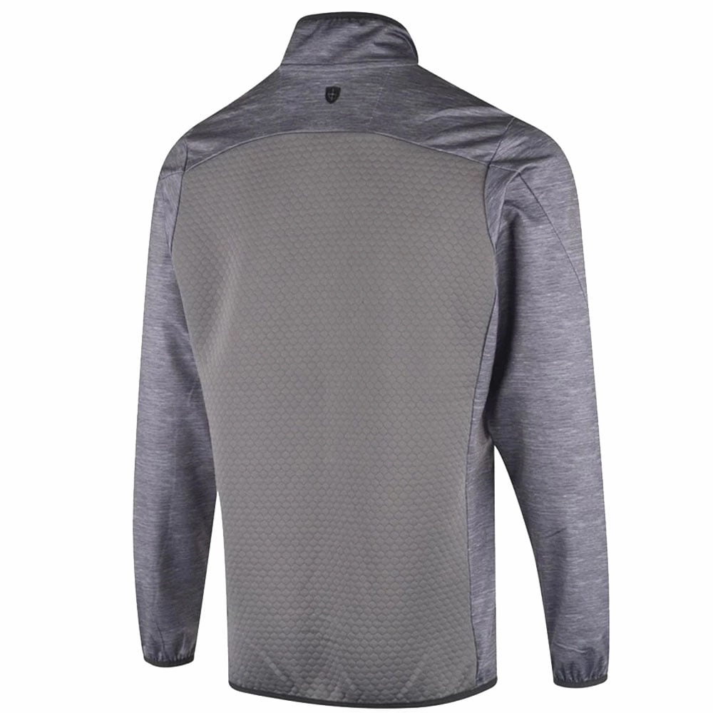 Minimalist Style Island Green 1/4 Zip Pullover with Panelling - Grey Marl/Charcoal
