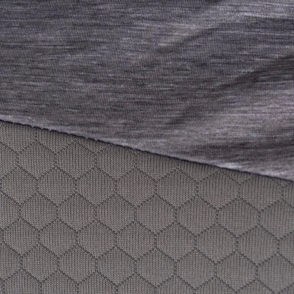Island Green 1/4 Zip Pullover with Panelling - Grey Marl/Charcoal Simple Style