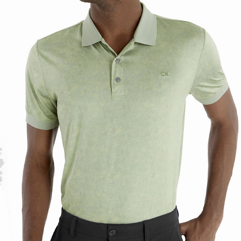 Embroidered Details Relaxed Torso Fit Calvin Klein Tie Dye Print Polo Shirt - Cameo Green