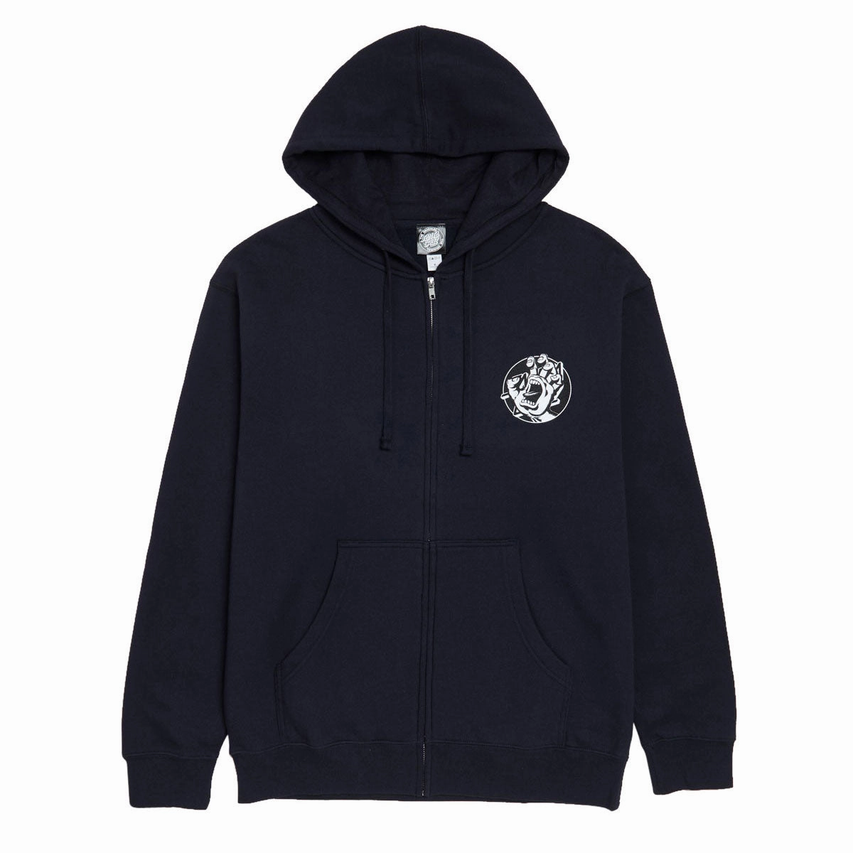 Ribbon Details Santa Cruz Hand Dot Zip Up Hoodie - Navy