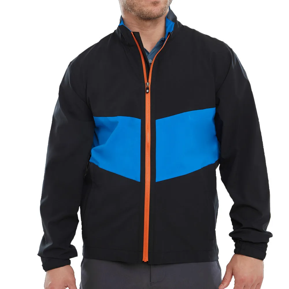 FootJoy HydroLite Waterproof Jacket - Black/Sapphire/Orange Soft Interior Brushing Functional Zip Detail