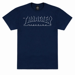 Thrasher Shadow Mag Logo T-Shirt - Navy Comfortable Layering