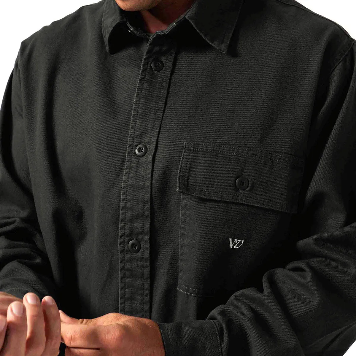 Rivvia Off Track Long Sleeve Shirt - Washed Black Customizable Design Functional Wear