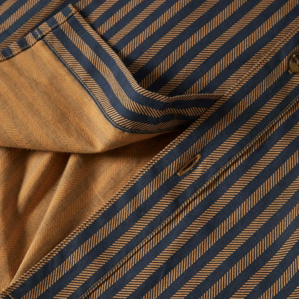 Brixton Charter Print Shirt - Washed Blue/Sunnaked  Stripe Reinforced Elasticity