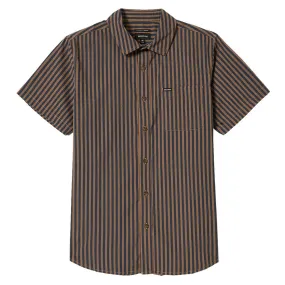 Brixton Charter Print Shirt - Washed Blue/Sunnaked  Stripe wrinkle free Low Maintenance