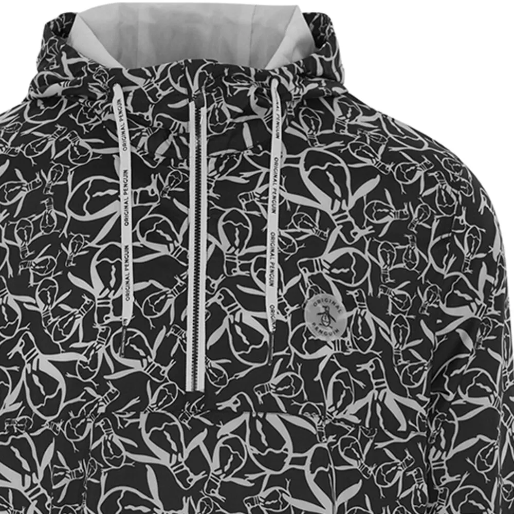 Classic Ribbed Cuffs Cozy Street Style Original Penguin 1/4 Zip Trademark Printed Wind Jacket - Caviar