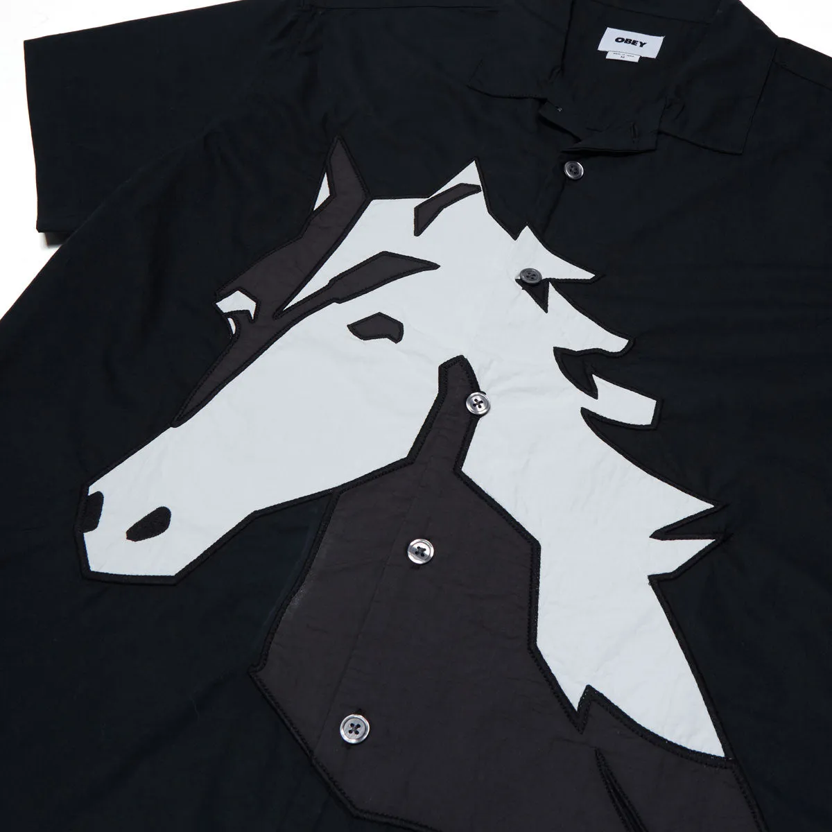 Obey Beau Woven Shirt - Black Multi Non Restrictive Fit Quick Release Placket