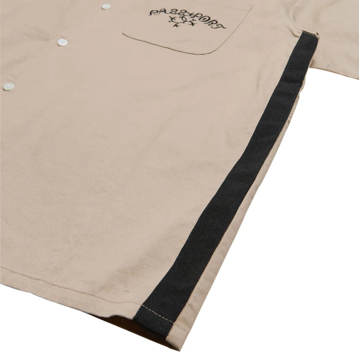 Passport Arthur Leagues Shirt - Stone Neutral Toned Stitching Floral Motif