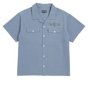 Passport Screwed Casual Shirt - Steel Blue Thermoregulating Fabric Seamless Shoulder Construction