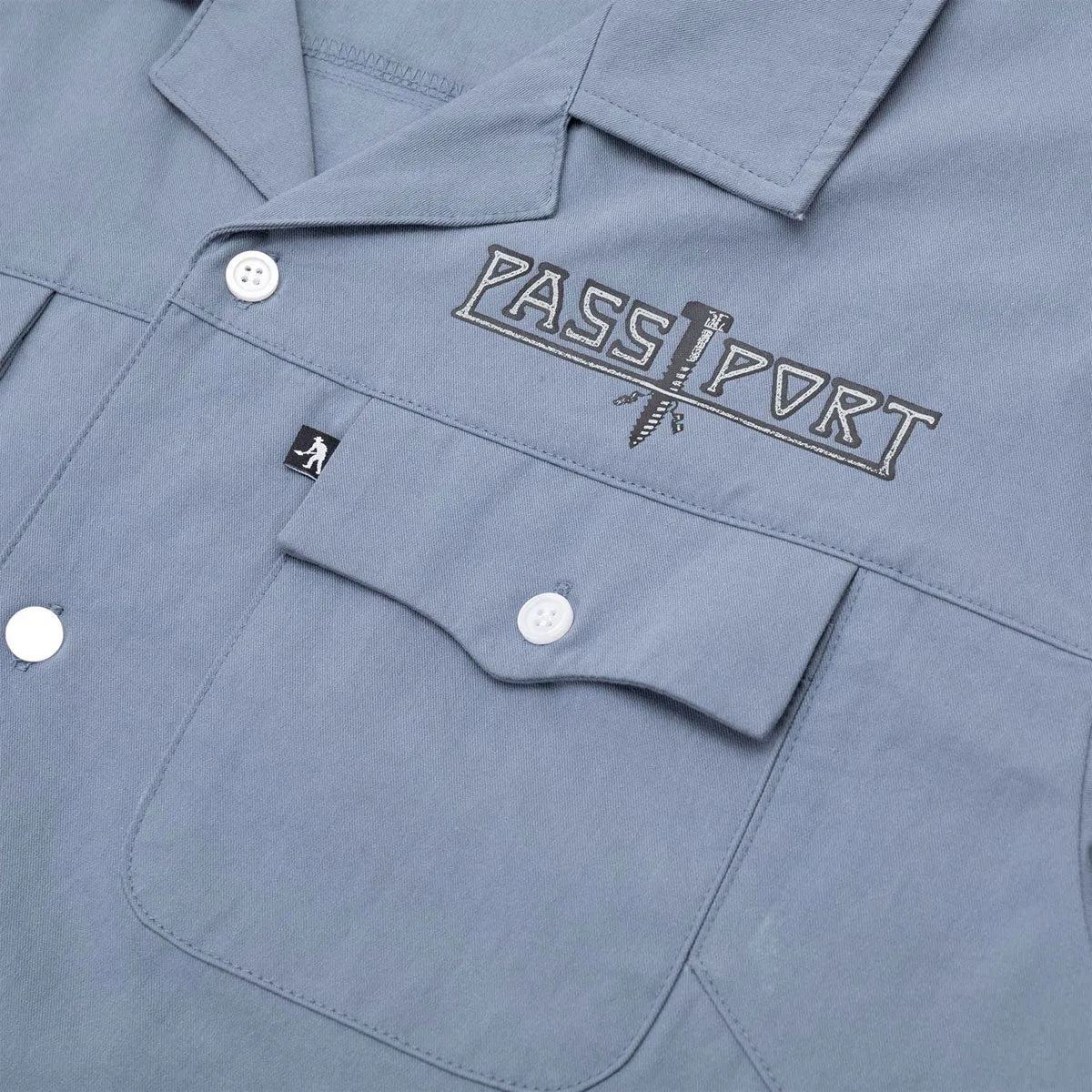 Beach Wear wrinkle free Passport Screwed Casual Shirt - Steel Blue