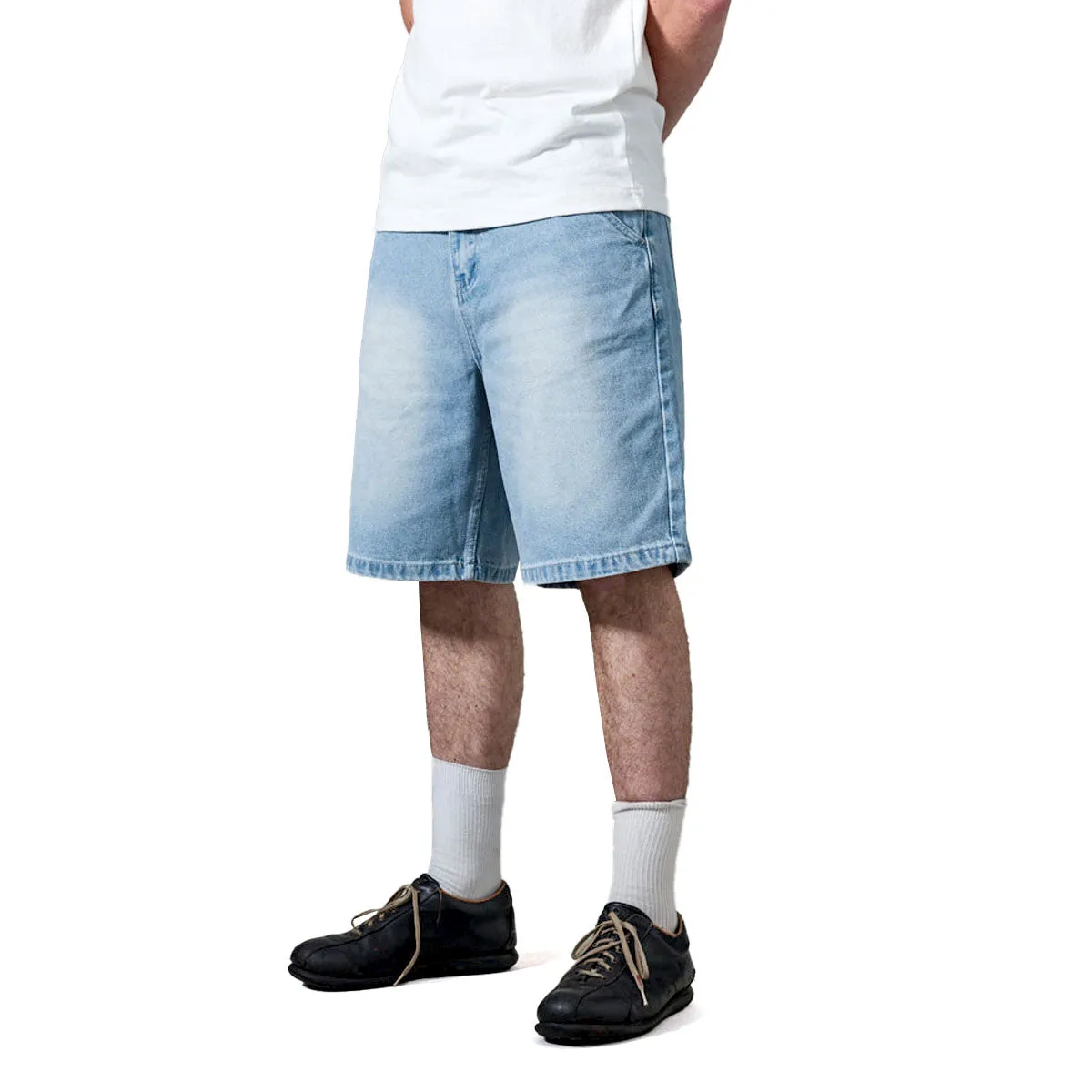 Passport Workers Club Shorts - Faded Wash Light Indigo Sporty Fit Design