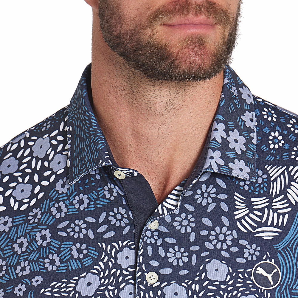 Comfy Casual Wear Puma Cloudspun Bloom Camo Polo Shirt - LC - Deep Navy