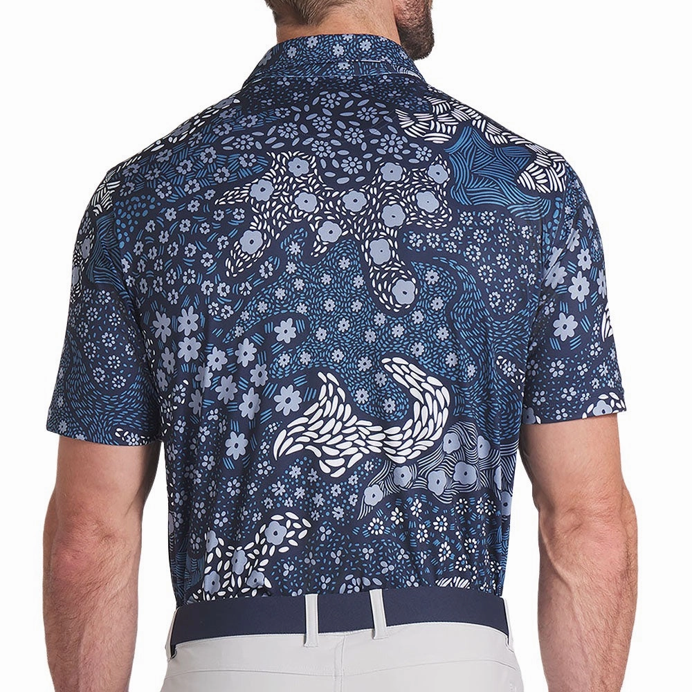 Puma Cloudspun Bloom Camo Polo Shirt - LC - Deep Navy Curved Hemline Fresh Outfit