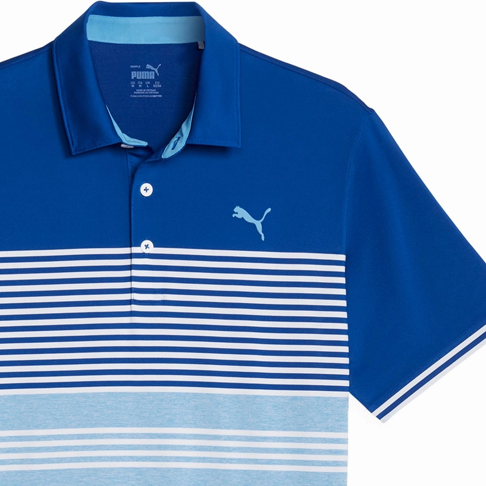 Puma MATTR Track Polo Shirt - Festive Blue/Regal Blue Heather Circular Knit Design Comfort Style