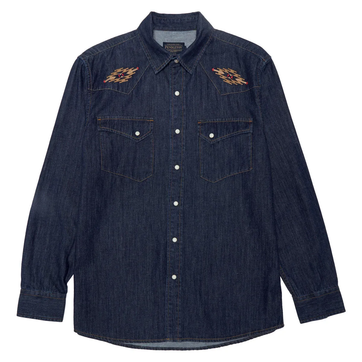Pendleton Gambler Denim Long Sleeve Shirt - Dark Denim/Tumalo Polished Finish Camouflage Print