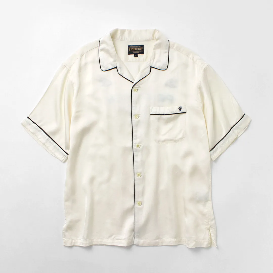 PENDLETON / Piping Embroidery Open Collar Shirt Urban Style
