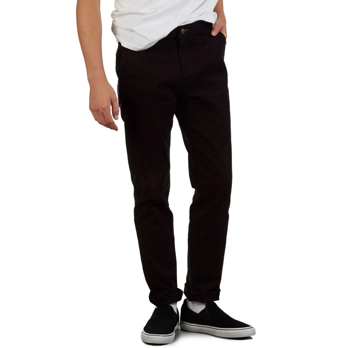 CCS Slim Stretch Chino Pants - Black Raw edge AbrasionResistantFabric