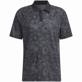 adidas Mesh Print Polo Shirt - Black/Grey Five Active Essentials Hydrophobic coating