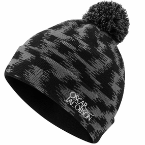 Oscar Jacobson Miller Knitted Bobble Hat - Black/Pewter - One Size Easy Travel